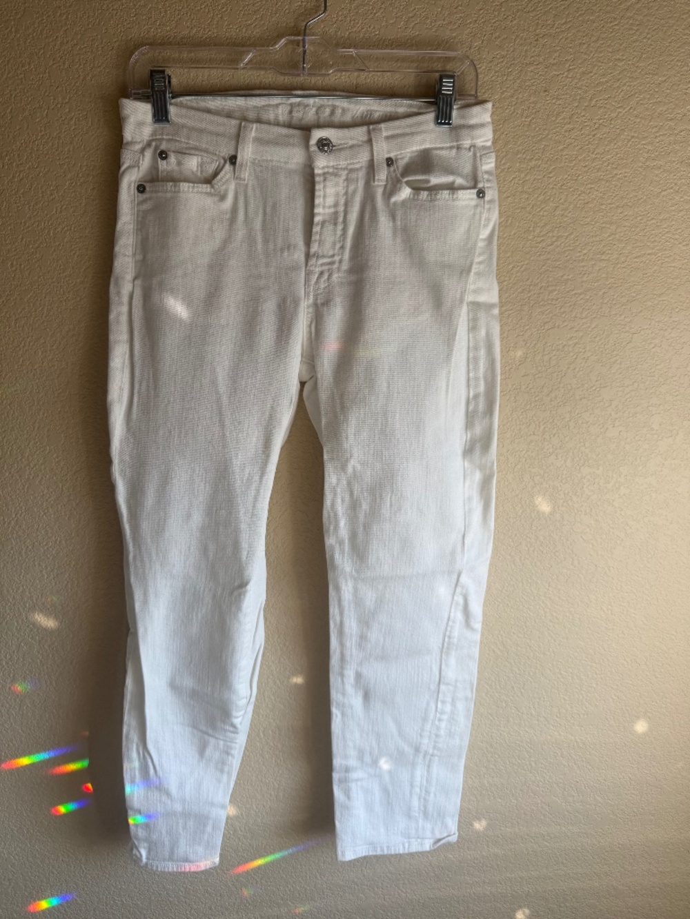 7 For All Mankind White Skinny Jeans